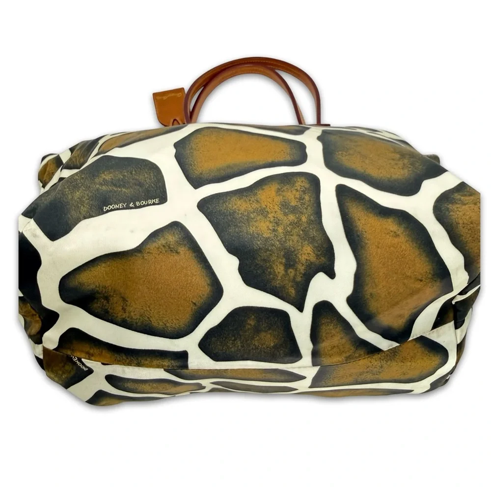 Vintage Dooney & Bourke Safari Giraffe Print Canvas Tote Bag - Picture 6 of 16